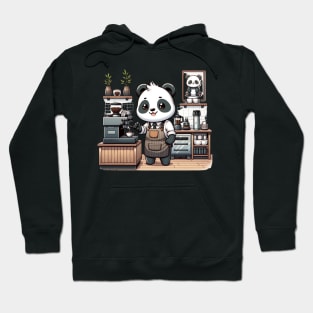 Barista Panda - Brewing Perfection in Cozy Café Hoodie